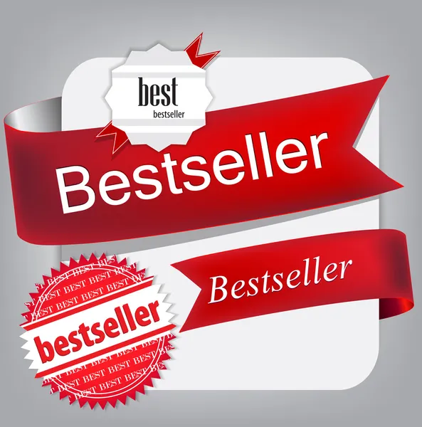 Bestseller. rode banners en etiketten. vector set — Stockvector