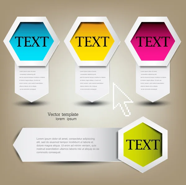 Marcadores coloridos para texto. Flechas de papel de colores . — Archivo Imágenes Vectoriales