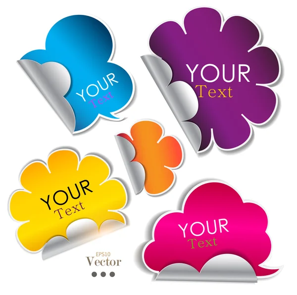 Adesivos coloridos e bolhas para a fala — Vetor de Stock