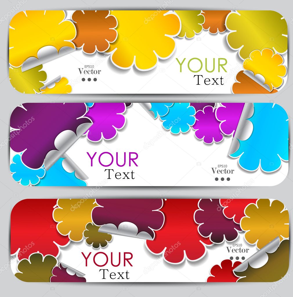 Set of three colorful banners. Designed in the same style