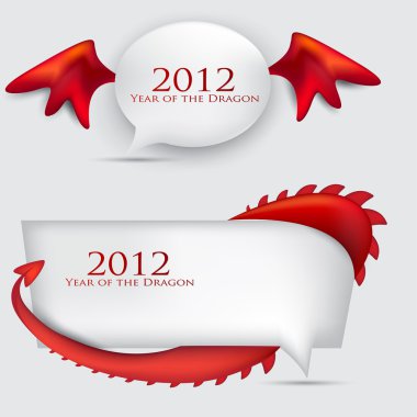 Bubbles for speech. 2012 year of Dragon. clipart