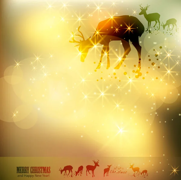 Bellissimo sfondo natalizio con renne e posto per testo . — Vettoriale Stock