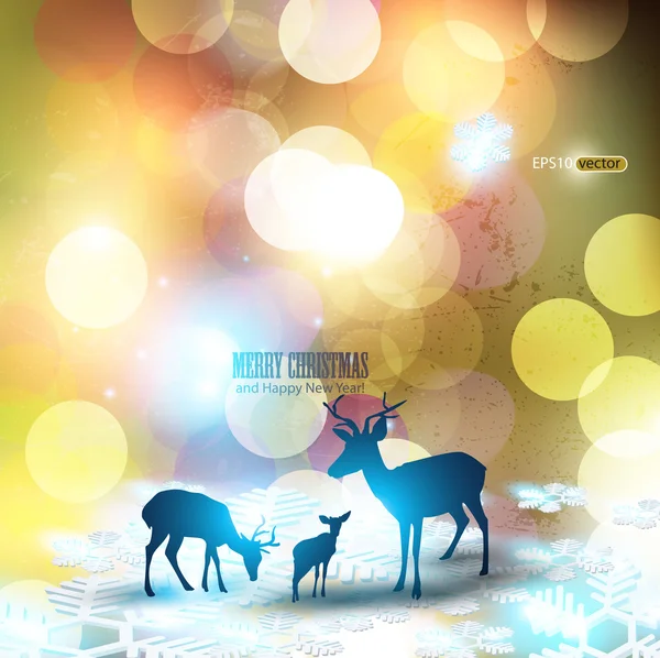 美丽圣诞背景与驯鹿和文本的地方. — 图库矢量图片