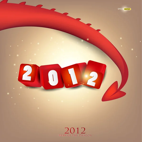 Přání. 2012 rok draka. — Stockový vektor