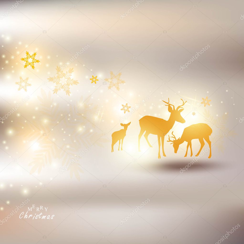 Beautiful Christmas background with reindeer and place for text.