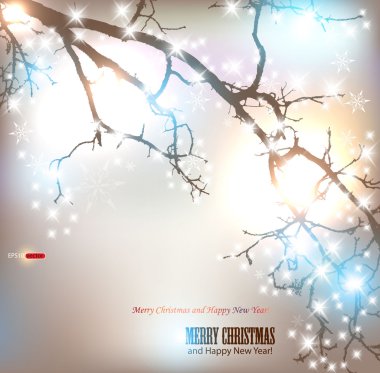 Elegant nature background with place for text. Winter tree with clipart