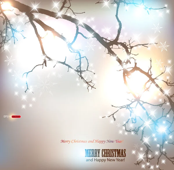 Κομψή φύση φόντο με χώρο για κείμενο. δέντρο του χειμώνα με — Διανυσματικό Αρχείο