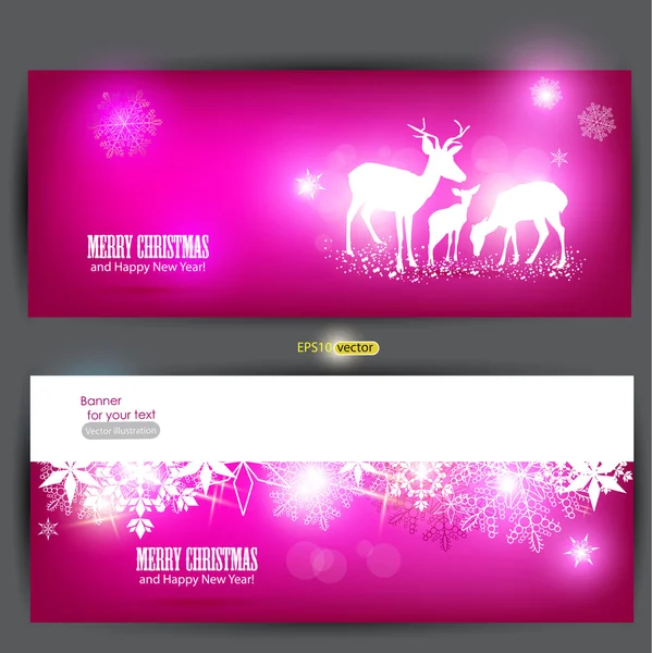 Élégantes bannières de Noël avec des cerfs. Illustration vectorielle avec p — Image vectorielle