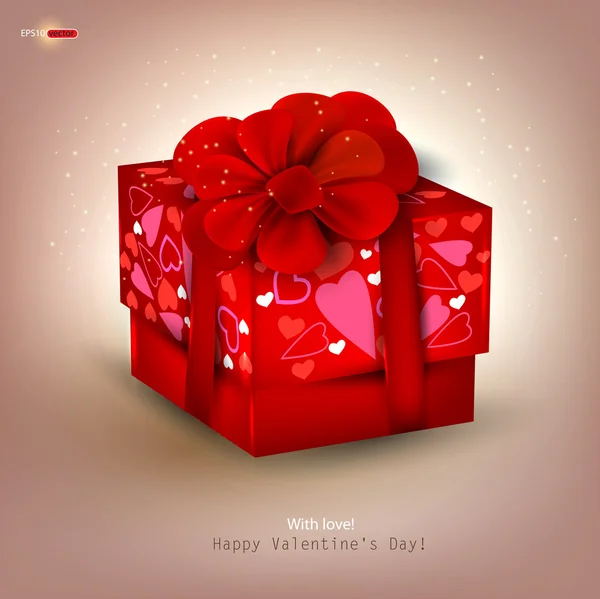 Hermoso regalo rojo y lugar para el texto. Día de San Valentín. Vector b — Archivo Imágenes Vectoriales
