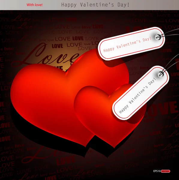 Dvě červené srdce. Valentines den. vektorový pozadí — Stockový vektor