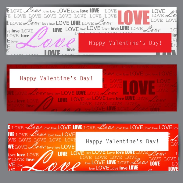 Set of three stylized banners. Valentine's Day. Vector backgroun — Stock Vector