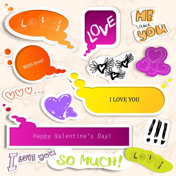 Kleurrijke papier zeepbel voor spraak. de dag van Valentijnskaarten. — Stockvector