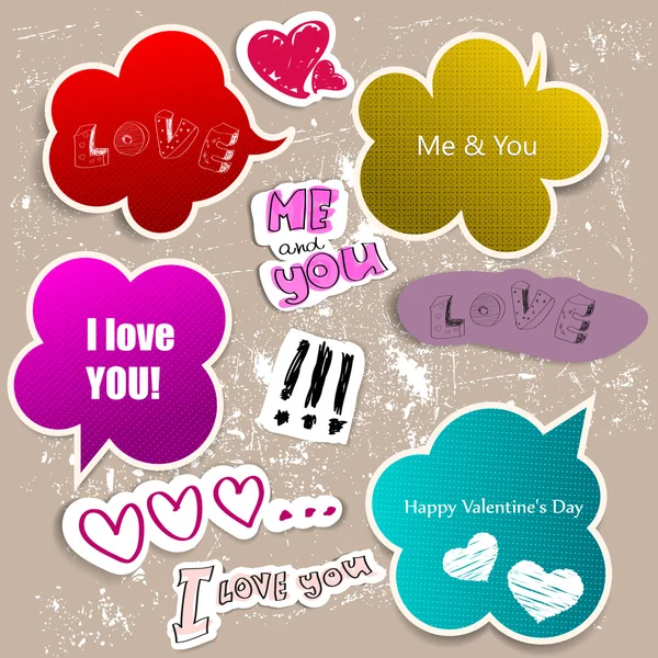 Burbuja de papel colorido para el habla. Día de San Valentín . — Vector de stock