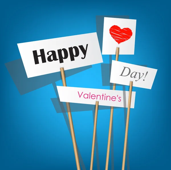 Vektor-weiße Plakate mit Aufschrift - glücklicher Valentinstag — Stockvektor