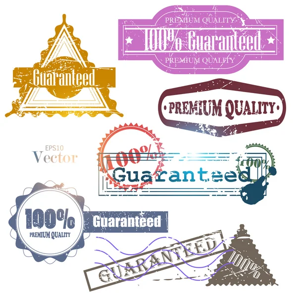 Ensemble d'insignes de garantie de qualité supérieure et de satisfaction, étiquette — Image vectorielle