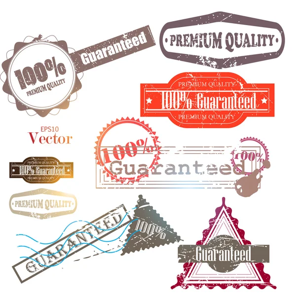 Sada vynikající kvality a spokojenosti záruka odznaky, label — Stockový vektor