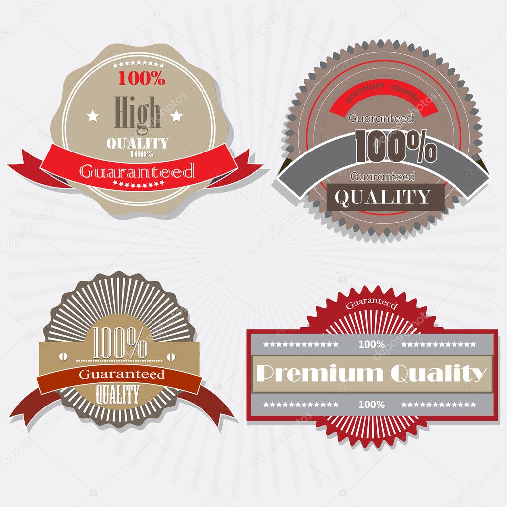 Set of Superior Quality and Satisfaction Guarantee Badges, Label