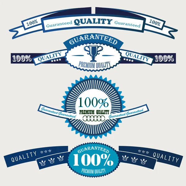 Conjunto de Emblemas de Garantia de Qualidade e Satisfação Superior, Etiqueta — Vetor de Stock