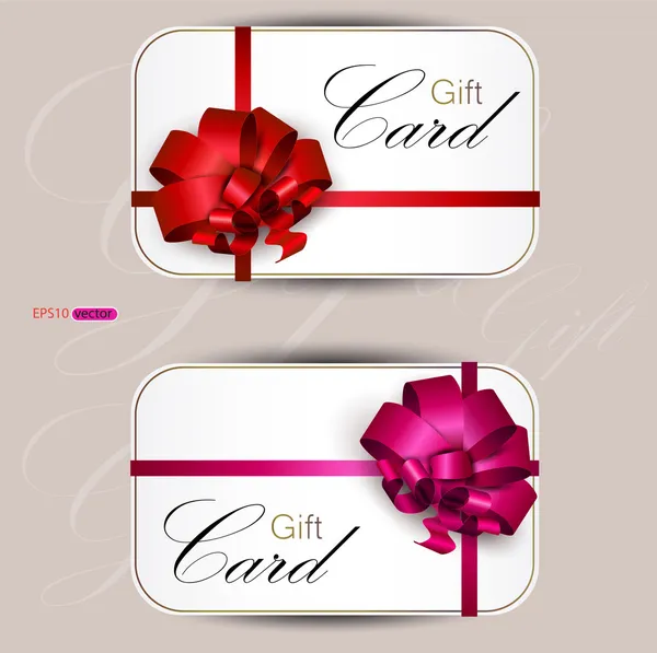 Collectie van gift cards met linten. vector achtergrond — Stockvector