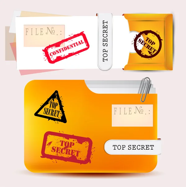 Folder with documents stamped "Top Secret" — Stock Vector