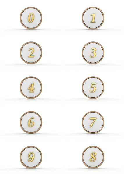 Gruppo di numeri 3d lucidi in oro . — Foto Stock