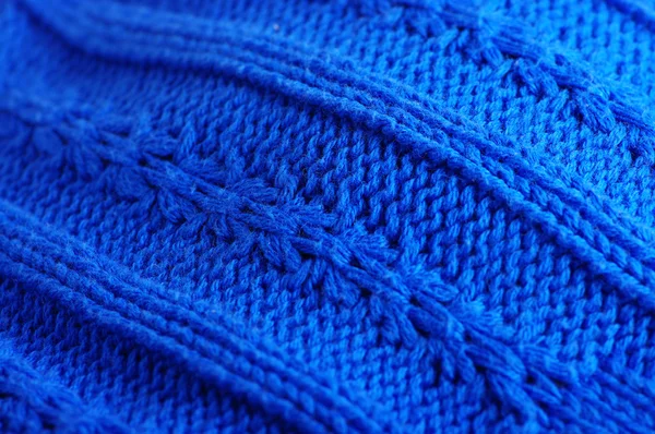 Tejer textura de lana de punto. Tela fondo azul —  Fotos de Stock
