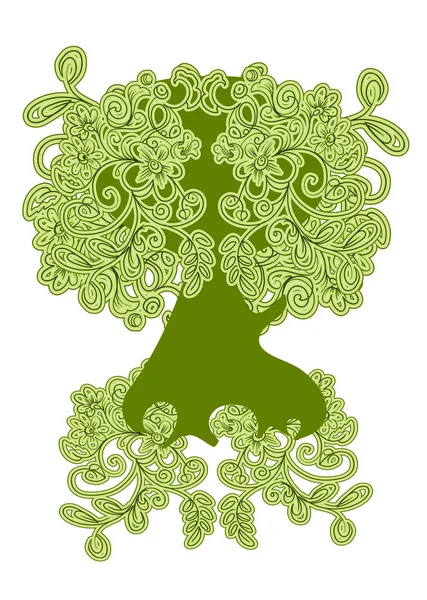 Verde, un albero astratto — Vettoriale Stock