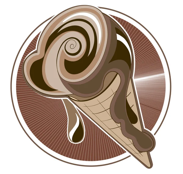 Chocolate ice cream - a cone — Stock Vector