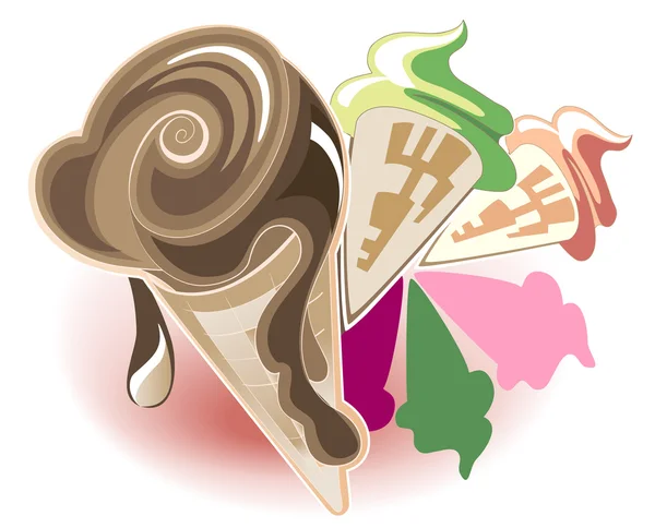 Conjunto de cones de sorvete —  Vetores de Stock