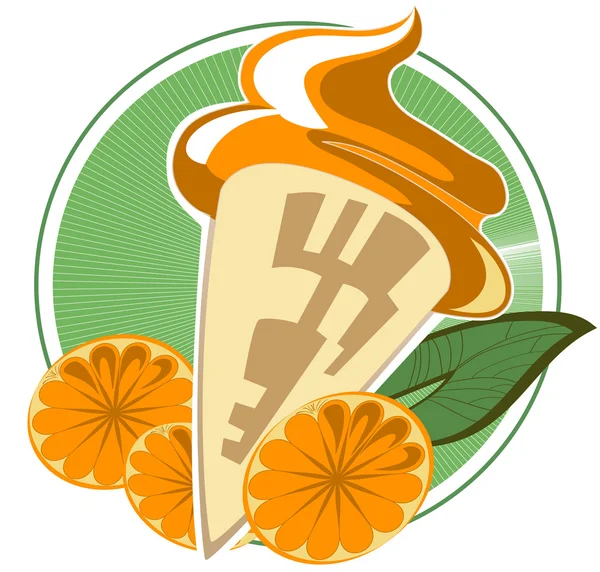 Orange ice cream cone — Stock Vector