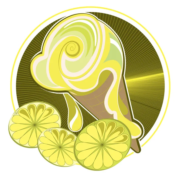 柠檬冰激淋 — 图库矢量图片