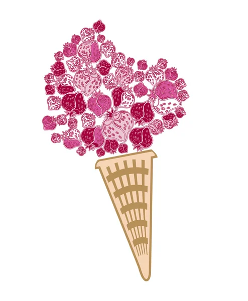 いちごのアイスクリーム — ストックベクタ