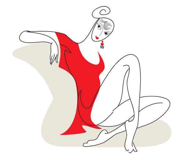 Das Mädchen im roten kurzen Kleid — Stockvektor