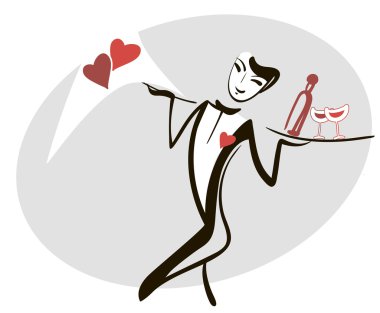 Classic butler serving a heart clipart