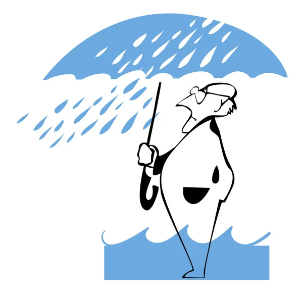 Człowiek pod parasolem. — Wektor stockowy