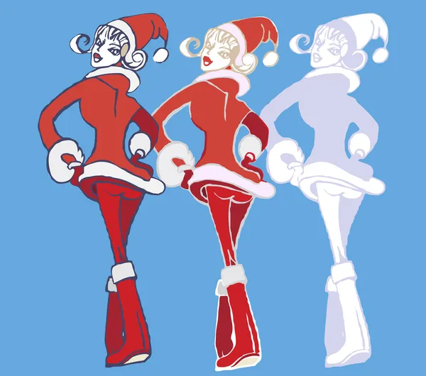三个女孩穿得像雪姑娘 — 图库矢量图片