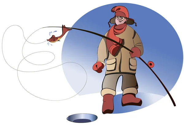 Kış balıkçılık — Stok Vektör