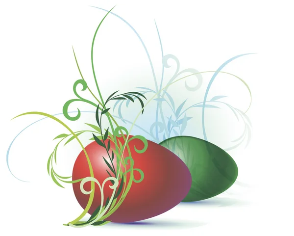 Oeufs de Pâques dans l'herbe — Image vectorielle