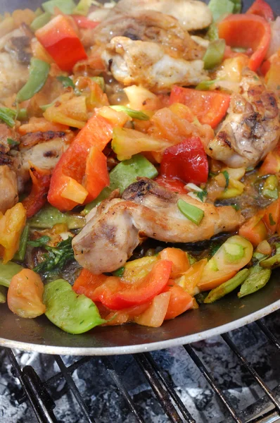 Cooking paella — Stock Photo, Image