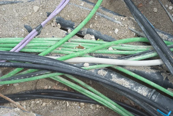Installation av fiberoptisk kabel — Stockfoto