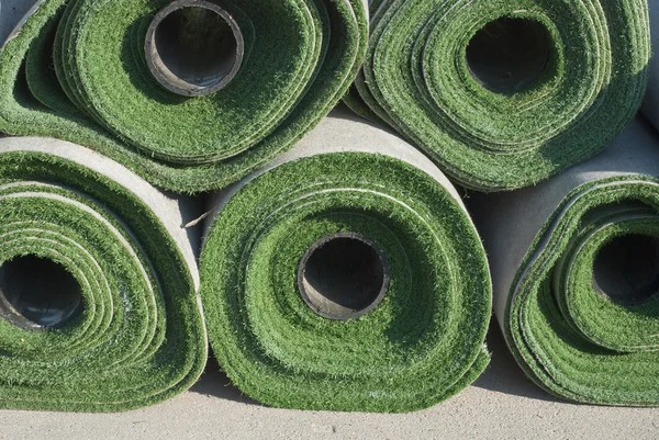 Rolls of Artificial Grass Stok Resim
