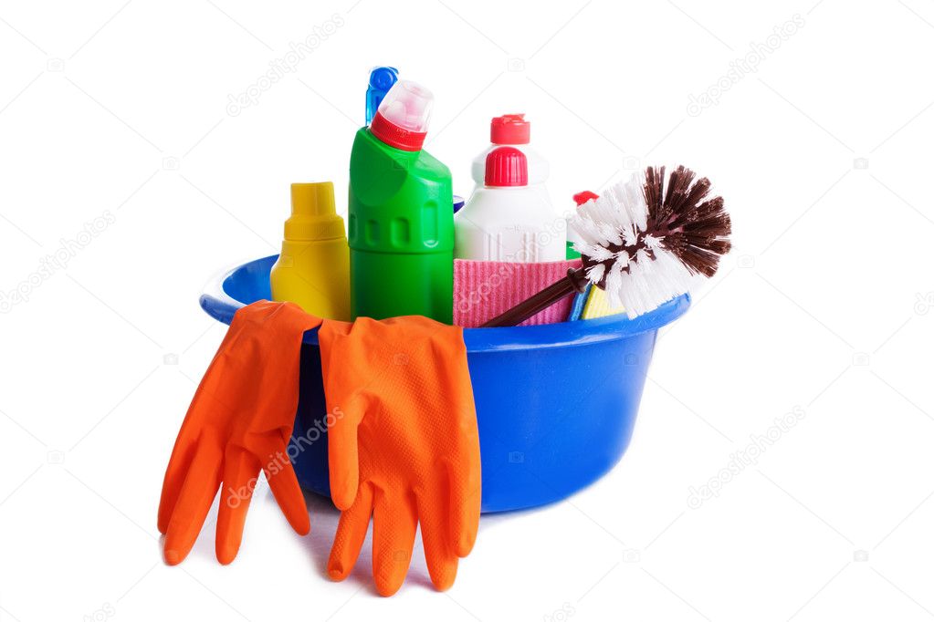 Set of cleaning products and tools
