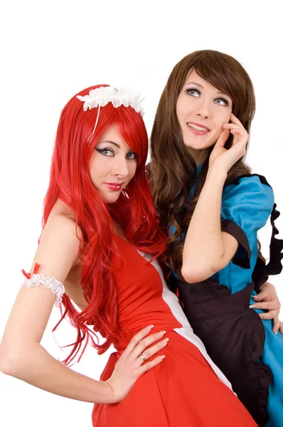 Two pretty servant girls — Stock Photo, Image