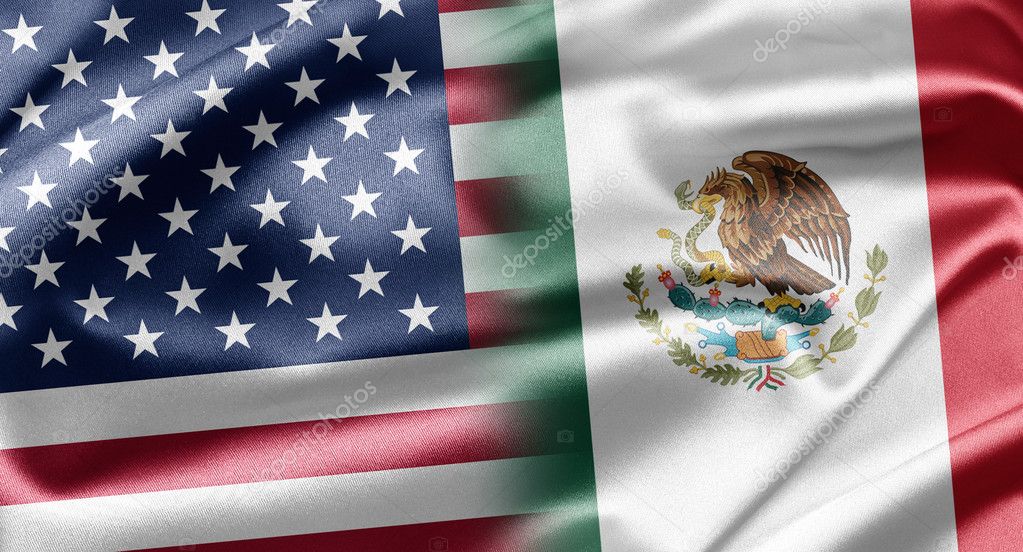 Mexican American Flag Waving