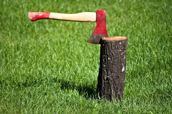 stock image Axe and wood