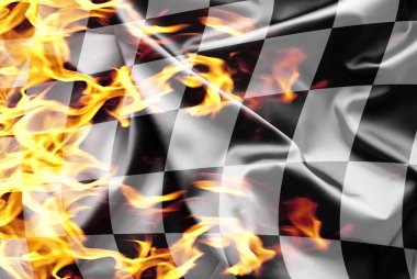 Finish flag on fire clipart