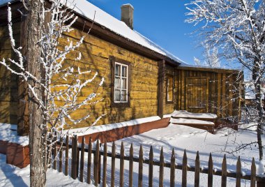 Old wooden house in village clipart