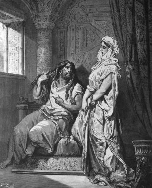 Samson and Delilah. clipart