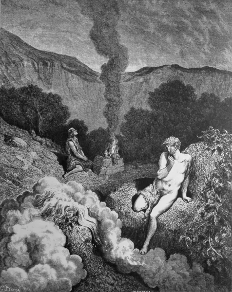 Offrandet av Kain och abel. — Stockfoto