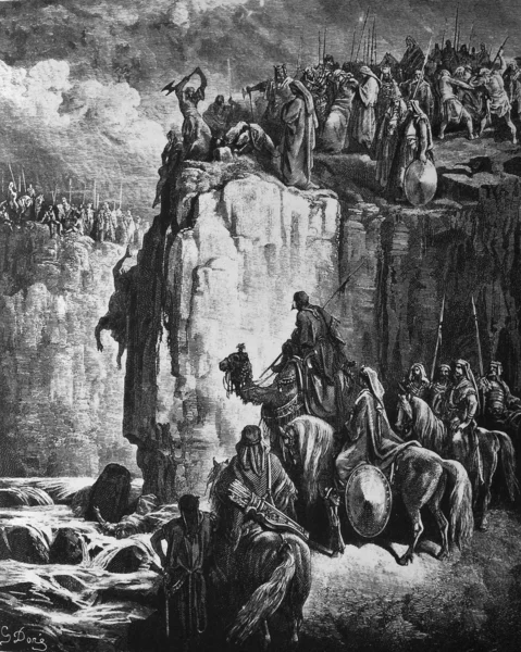 Илия казнит пророков Ваала . — стоковое фото